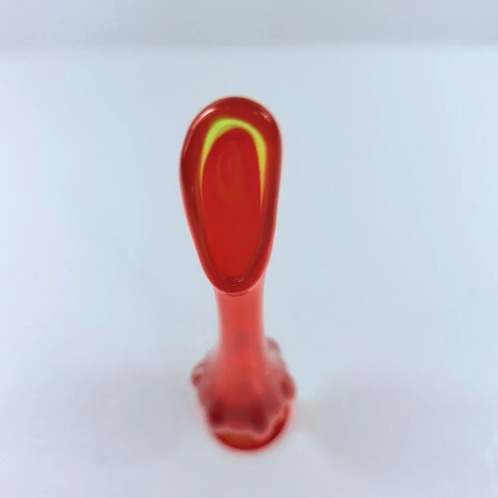 Vintage Viking Glass Swung Vase Amberina Persimmon Mid Century Modern 14